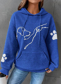 Warmer Damen-Kapunzenpulli | Mit Hunde-Drucken – Blau
