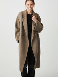 Oversize-knielanger Wintermantel für Damen – Braun