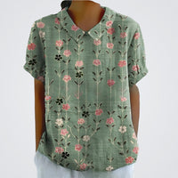 Lina™ | Bluse mit Blumenmuster – Grüner Blumendruck