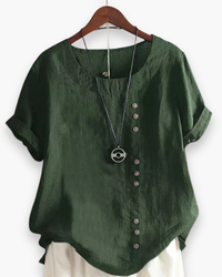 Damen Elegante Kurzarm-Bluse | Unifarben – Grün