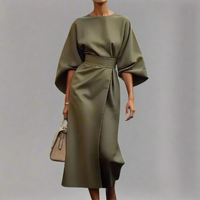 Venlind | Elegantes Kleid mit Gürtel – Olivgrün