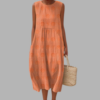 Altrude | Elegantes Baumwollkleid mit Taschen – Orange