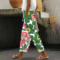 Heidi-Mode | Grüne Hose mit frischem Blumenmuster – Grün