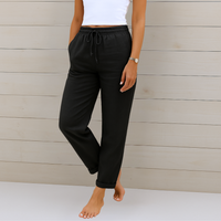 Nora™ | Hochwertige, atmungsaktive Stretchhose aus Leinen – Schwarz