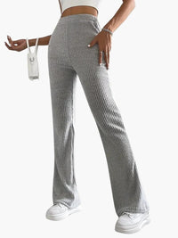 Fee | Lange Casual-Hose mit Hoher Taille – Hellgrau