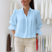 Nora™ | Elegante Plisseebluse – Blau