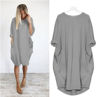 Eivy - Lässiges langes lockeres Kleid – Grau