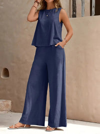 Amélie - Elegantes und komfortables Zweiteiliges Set – Marine