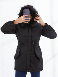 Reiyana | Warme Winterjacke mit weichem Kragen für Damen – Schwarz