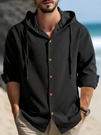 Reisandra | Herren Einfarbiger Kapuzenpullover – Schwarz