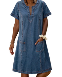 Livia | Weiches Denimkleid mit elegantem Look – Jeansblau