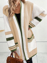 Wimlace | Lässige Strickjacke mit langen Ärmeln und Taschen für kühle Tage – Khaki