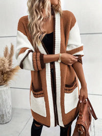 Wimlace | Lässige Strickjacke mit langen Ärmeln und Taschen für kühle Tage – Dunkelbraun