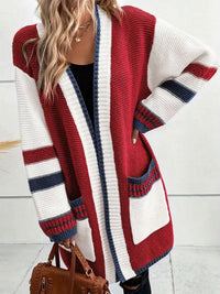 Wimlace | Lässige Strickjacke mit langen Ärmeln und Taschen für kühle Tage – Rot