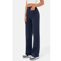 UNNA - ELASTISCHE FREIZEITHOSE MIT HOHEM BUND – Marine