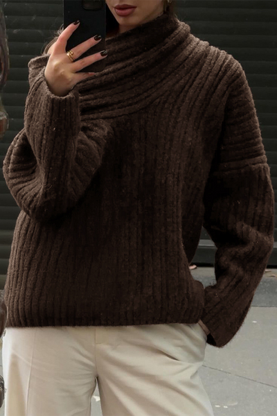 Sarlotte | Oversized Strickpullover mit breitem Kragen für Damen