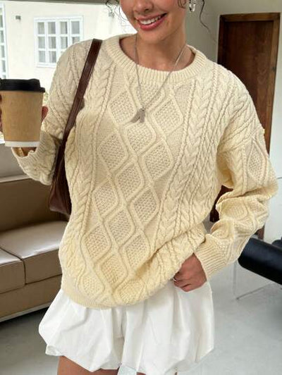 Olisyneia | Damen Lockerer Pullover mit Rundhalsausschnitt
