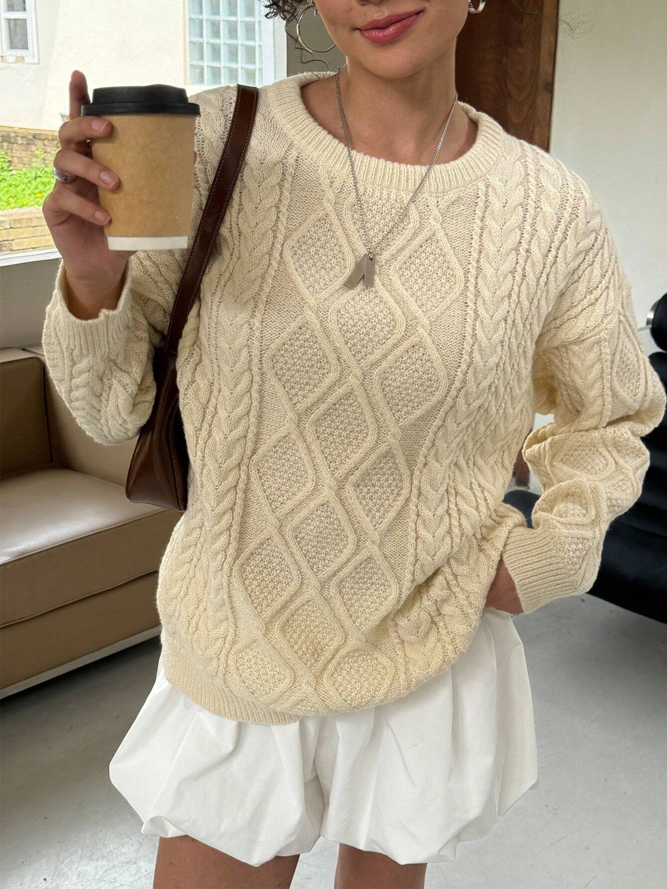 Olisyneia | Damen Lockerer Pullover mit Rundhalsausschnitt