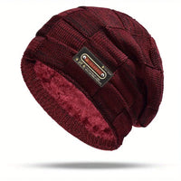Zovian – Warm Gestrickte Mütze – Burgunderrot