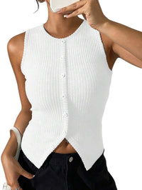 Niva – Geripptes Tanktop mit moderner Linie – Weiß