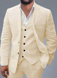 James | Premium Leinen Anzug Set für Herren – Beige