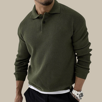 Poloshirt für Herren - Dünn gestricktes Kurzarm-Poloshirt für den Sommer – Oliv