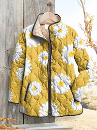 Charmante Daisy-Muster Damenjacke – Gelb