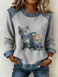 Sanna | Komfortables Patchwork-Top Damen weichgriffig – Grau
