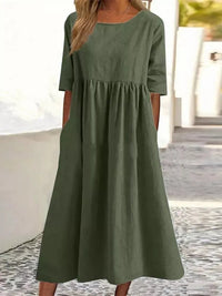 Lässiges Damenkleid | Midi – Olivgrün