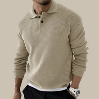 Poloshirt für Herren - Dünn gestricktes Kurzarm-Poloshirt für den Sommer – Beige