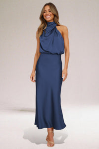 Nina – Elegantes Halterneck-Kleid – Blau