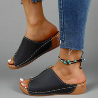 Clemensia | Handgefertigte Wedge-Sandalen aus Premium-Material – Schwarz