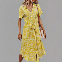 Marzeline | Sommerkleid mit Taillengürtel aus leichter Premium-Baumwolle – Gelb