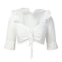 Damen Rüsche Oktoberfest Dirndl Bluse – Weiß