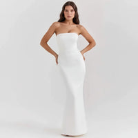 Sabrina | Damen Trägerloses Korsett Maxikleid Satin – Satin Korsett Maxi 2026 – Elfenbein