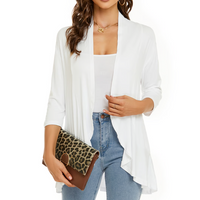 SEVDA - LEICHTER CARDIGAN MIT DREIVIERTELÄRMELN – Weiß