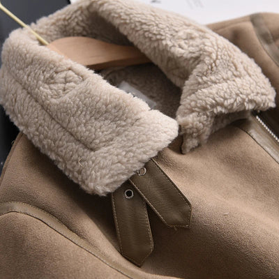 Geneviev | Bequemer Damen-Wintermantel aus Wildleder mit verstellbarem Gürtel und Fleece-Futter