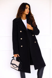 Trenchcoat Damen Elegant | Winter Lang Doppelreihig – Schwarz