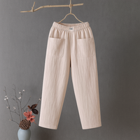 Erika™ | Lässige Hose aus Baumwolle und Leinen mit elastischem Bund – Khaki