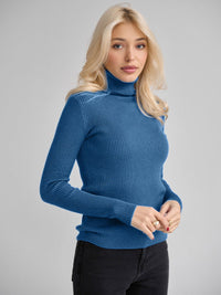 Klassischer Rollkragenpullover für Damen | Lässig – Denimblau