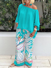 Brinette - Set aus Bluse und weiter Hose – Grün