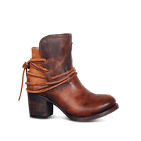 Elegante Leder Damen Stiefeletten – Rotbraun