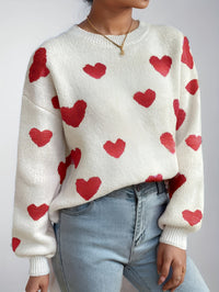 Herzgestrickter Pullover für Damen im lässigen Stil - Lumezia – Rot 1