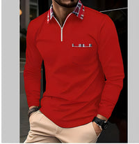 Florent - Herren-Langarm-Polo mit Zipper – Rot