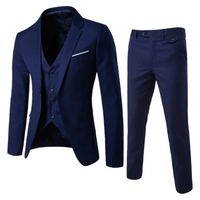 Herren Schlanke Passform Dreiteiliger Anzug – Blau