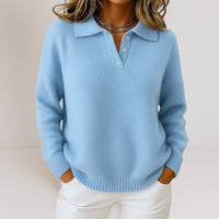 Olivia™ | Weicher Strickpullover mit Kragen – Blau