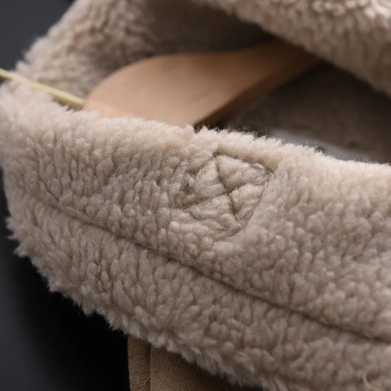 Geneviev | Bequemer Damen-Wintermantel aus Wildleder mit verstellbarem Gürtel und Fleece-Futter