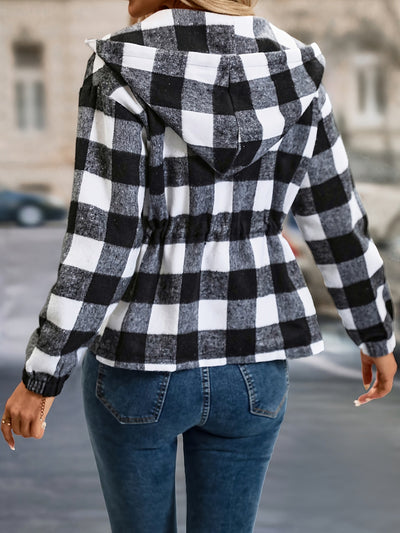 Leyzella | Karierte Kapuzenjacke mit lässigem Drop-Shoulder-Design