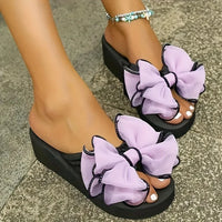 Aria | Damen Bowknot Dekor Plattform Flip Flops – Violett