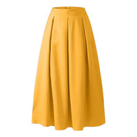 Marre | Damen Hoher Taille Plisseerock | Maxi – Gelb